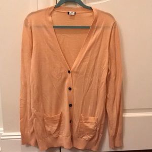 J Crew Coral Cardigan 100% Merino Wool